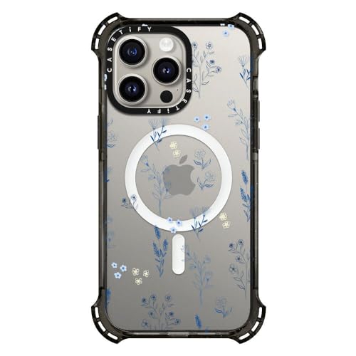 Coque iPhone 15 Pro Max fleurs bleues CASETiFY MagSafe
