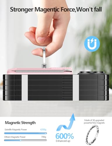 Image of For Magsafe Wallet with Grip, 6-Card Holder, Stronger Magnetic Card Wallet Holder for iPhone 16 /15, iPhone 14 /13 /12 Series, Leather Magnetic Phone Wallet with Privacy Flap, RFID Blocking, Pink