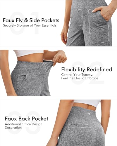 Image of G4Free EverGoing Yoga Pants Women Wide Leg Pants with Pockets High Waist Stretch Dress Casual Sweatpants Petite /Regular /Tall