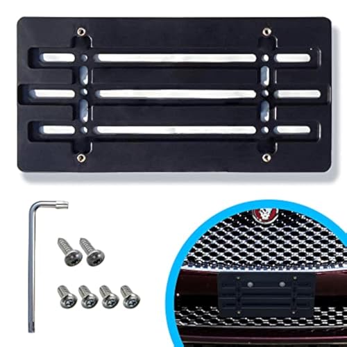 Front Bumper License Plate Bracket for Jaguar 2000-2023, Plate Holder Set w 6 Unique Screw Bolts & Wrench Kit, License Tag Mounting Kit, Quality Plate Holders, Premium Car Accessories