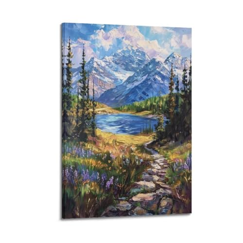 Affiche Lake Impasto Landscape 04 Peinture Murale Vintage 60x90cm