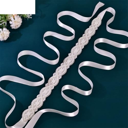 Handmade Belts For Wedding Dress Pearls Decoration Women Bridal Formal Evening Party Gown Ribbon4