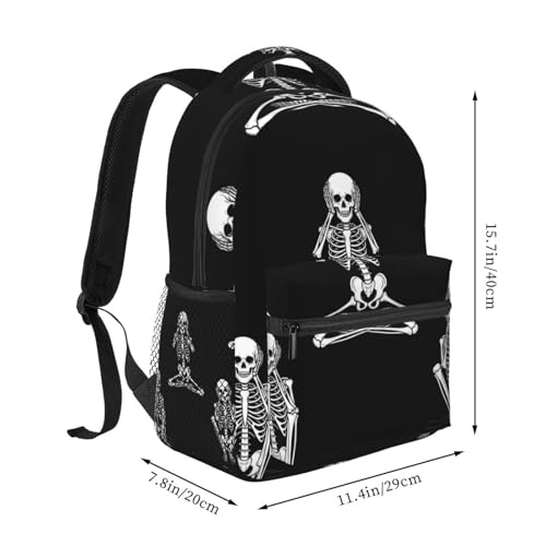 Anti Theft Business Travel Backpack Funny Skeletons Skull Three Monkey College Daypack, Secure and Practical2