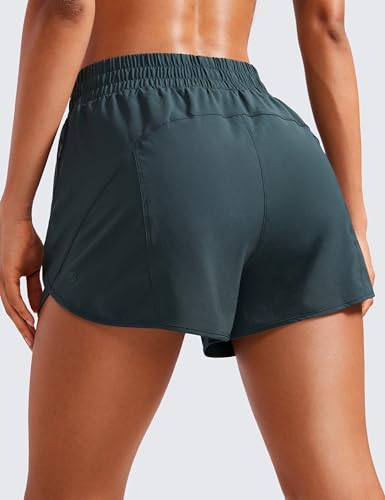 Image of CRZ YOGA Dolphin Athletic Shorts 3 inch | High Waisted, Mesh Liner, Quick Dry, Lightweight, A Zip Pocket, for Women