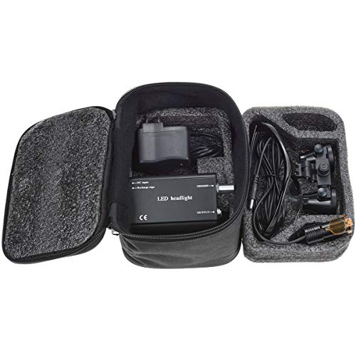 BONEW 3.5X Chirurgische Binokularlupen Optisches Glas + 5W LED-Scheinwerfer Kraftvolles Licht mit Clip-on-Typ + Stoffbeutel DY-008 (schwarz)