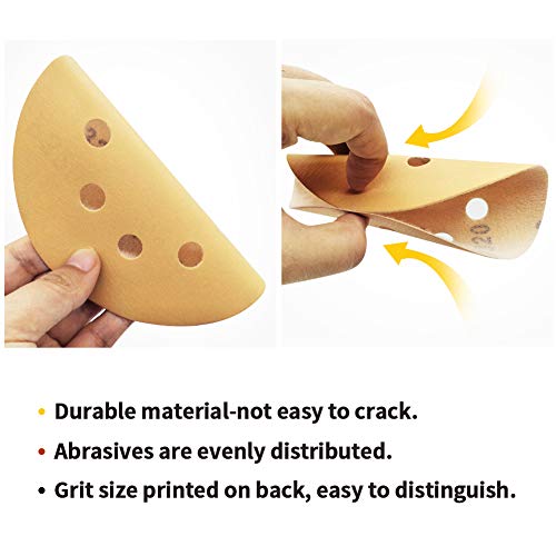 SPEEDWOX 50 Pcs 5 Inches 8 Hole Sanding Discs 320 Grit Dustless Hook and Loop Sandpaper for Random Orbital Sander Yellow Finishing Discs for Automotive Woodworking - Image 3