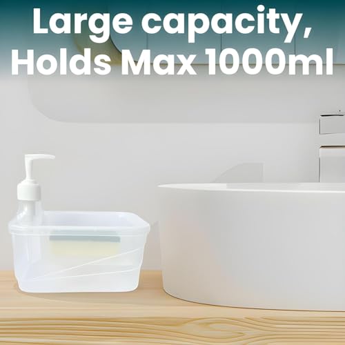 Image of Zuku Liquid Soap Dispenser for Kitchen Dishwash Liquid Soap Dispenser for Kitchen Sink Dish Washer Box Dispenser Liquid with Free Sponge(Transparent)