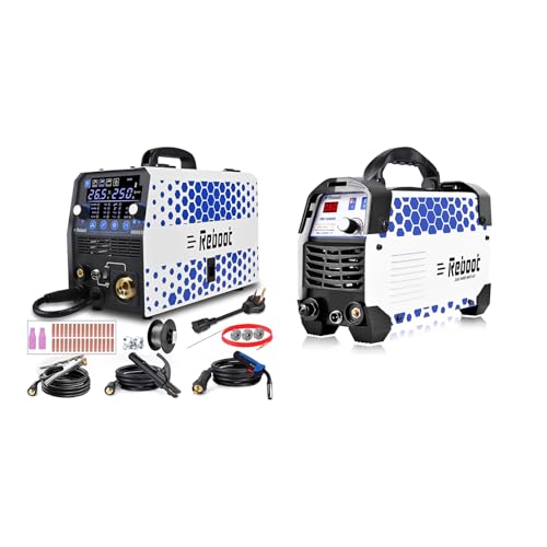 Image of Reboot MIG Welder, 250Amp 6 in 1 Gas/Gasless Flux Core MIG/Stick/Lift TIG/Spot welding/Spool Gun 120V/240V Aluminum Multi Process Welding Machine with Reboot 60A Plasma Cutter Dual Voltage 120V/240V