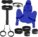 5Pcs Bdsm Sex Bondage Restraints Kit Toys Fuzzy Handcuffs Hand Cuff Set for Adults Grownups Bedroom Bondaged Tie Downs Kit Bed Restraint for Queen Sized Bed Restraints for Ankles and Wrist Bar Sweater