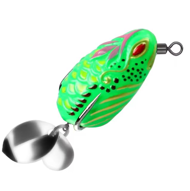 Thai Fly Frog 3.5cm/5.7g Green – Handmade Floating Soft Rubber Bait for Snakehead, Bass, Carp & Salmon Long Worm