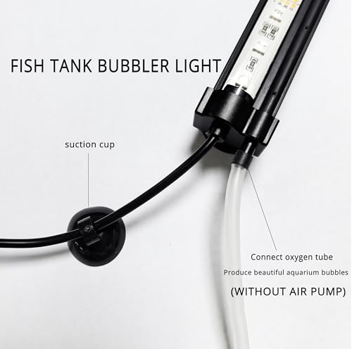 REIRQIE LED Aquarium Lights for Fish Tank,Submersible Fish Tank Light with Air Bubbler Hole Bubble Wall RGB Color Changing Brightness Adjustable Waterproof Remote Control Bubble Tube Light,6W 20inch