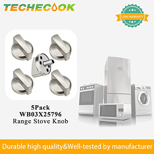 Techecook Wb03X25796 Wb03T10326 Gas Cooktop Knob Compatible For Ge Kenmore Hot-Point Stove/Range - Replaces B071Rxppgf 4362262 Ap5986232 Ps11721433 Wb03T10326 (5 Pack) #TOP6