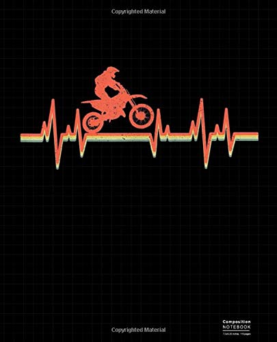Motocross Vintage Retro Heartbeat, Composition Notebook: Wide Ruled Paper Notebook Journal | Nifty Wide Blank Lined Workbook for Teens Kids Students Girls for Home School College for ...