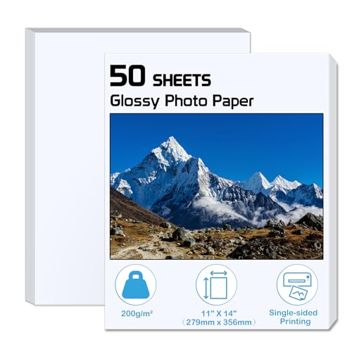 ZBEIVAN 11x14 Glossy Photo Paper, 50 Sheets, 11'x14' Inkjet Printer...