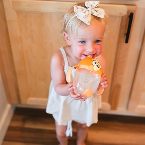 Image of The First Years Bingo Weighted Straw Cup - Spill Proof Toddler Straw Cups with Flip Top Cover - Bluey Cups for Everyday Sipping - Toddler Feeding Supplies - 7 Ounce - Ages 6 Months and Up