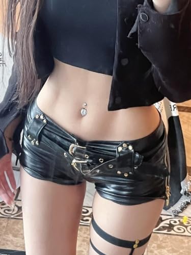 Womens Sexy High-Waisted Faux Leather Shorts Black PU Leather2