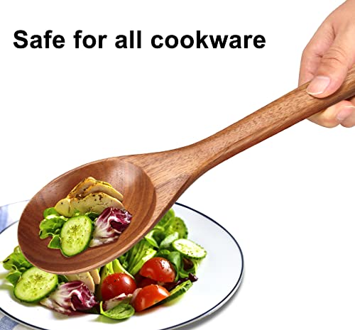 Best Wooden Spoon For Cooking Mixing Spoon Serving Spoons Large Wood Cooking Spoon Non Stick Spoon Kitchen Utensil 12.5 Inch Long Handle Spoons Big Stirring Spoon #TOP5
