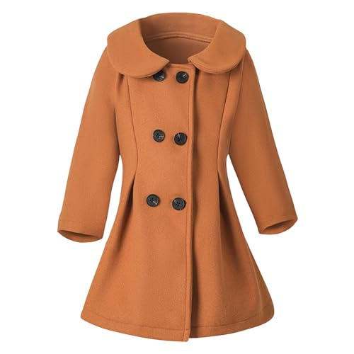 Moonker Girls Dress Coat Toddler Trench Coat Wool Blend Double Breasted Long Peacoat Kids Long Winter Coat Faux
