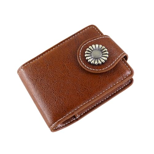 Estojo de maquiagem de poliuretano macio com espelho, bolsa de cosméticos de viagem portátil para mulheres com fecho de fivela para armazenar batons, Marrom