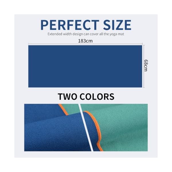 MOONSMILE 2 Pack Hot Yoga Towel with Grip Dot,Yoga Mat Towel Non Slip,Sweat Absorbent for Pilates Fitness Bikram Cover - Image 2