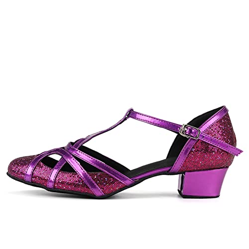 DKZSYIM Glitter Women Latin Dance Shoes Closed Toe Ballroom Salsa Tango Practice Performence Party Dancing Shoes,Model CMJ-511
