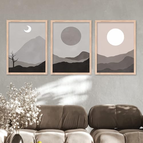 Image of kotart Modern Framed Painting for Wall Decoration - Living Room, Bedroom Art - Big Size Decor (Multi, Framed) Set of 3 (Art 9, 19x25 inch)