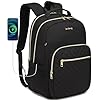 Mochila para laptop para mujer, mochila escolar para escuela secundaria, adolescentes y niñas, resistente al agua, con orificio de carga para viajes y trabajo, color negro
