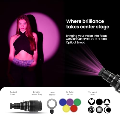 Image of KODAK SL1980 Condenser Snoot with Bowens Mount Special Effect Spotlight with Graphics & Color Filters, Creative Light Projection Kit for Photography and Videography