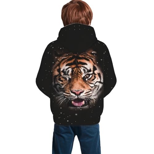 Galaxy Tiger Boy, Girls Sports Shirt Youth Pullover Fashion Hooded Sweatshirt2