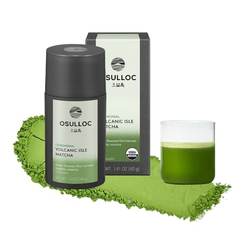 Image of OSULLOC Volcanic Isle Matcha Powder, Ceremonial Grade Korean Matcha, Green tea powder from Jeju Island (1.41oz, 40g)