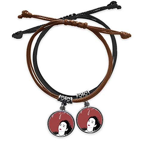 Bracelet cuir double Grande Fille Figure Art Design, le cadeau idéal pour les amoureux