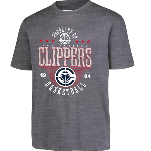 Ultra Game Youth NBA Official Super Soft Mad Props T-Shirt, Los Angeles Clippers, Heather Charcoal, 14-16