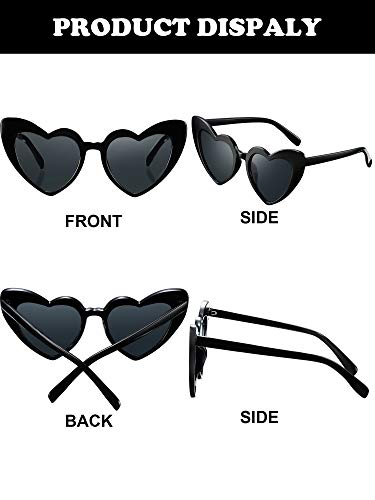 Frienda 6 Pairs Heart Shaped Sunglasses Cat Eye Sunglasses Heart Glasses for Wedding Party Favors2