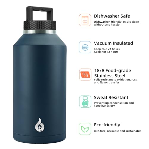 Image of BJPKPK 64oz Insulated Water Bottle, Stainless Steel Vacuum Jug with Handle