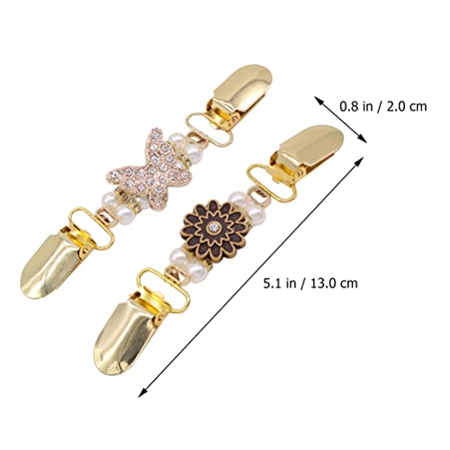 Image of LUOZZY 2pcs Dress Clips Vintage Sweater Shawl Clips Cardigan Clip Dress Shirt Brooch Clips Gold Brooches Dress Clamp for Women Girls