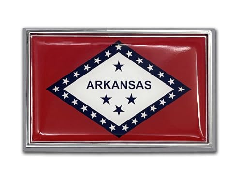Elektroplate Premium Arkansas AR State Flag All Metal Chrome Emblem for Cars, Trucks, and All Auto | Universal Fit at 2.5