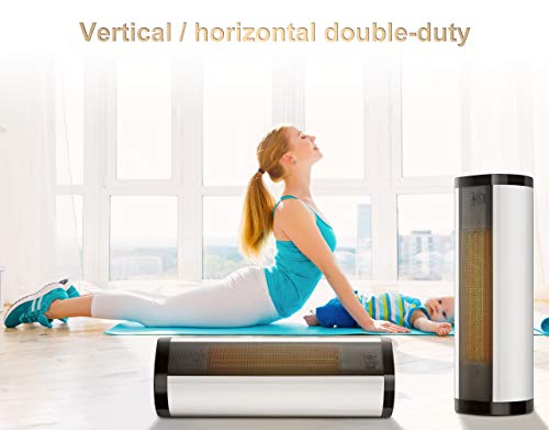 Space Heater, Indoor Portable Electric 1500W Ceramic Tower Heaters with Adjustable Thermostat, ECO Mode, 24Hrs Timer, Internal Oscillating, LED Display, Overheat Protection for Indoor Use, Office