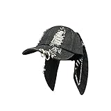 Women's Rabbit Ear Baseball Hat Punk Personality Chain Hat Gothic Cowboy and Cowboy Piercing Baseball Hat Y2K Hat (Black 1,one Size,One Size)