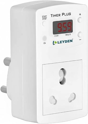 LEYDEN® TP-PLG 16A 220VAC, 16A, Digital Coundown Automatic Off Plug Socket 1 Minute to 9 Hour 45 Minutes for Waterpump, Mo...