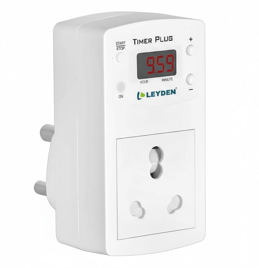 LEYDEN® TP-PLG 16A 220VAV, 16A, Digital Coundown Automatic Off Plug Socket 1 Minute to 9 Hour 45 Minutes for Waterpump, Motor, AC, E-Bike, Gyser, Heater (1)-image-46