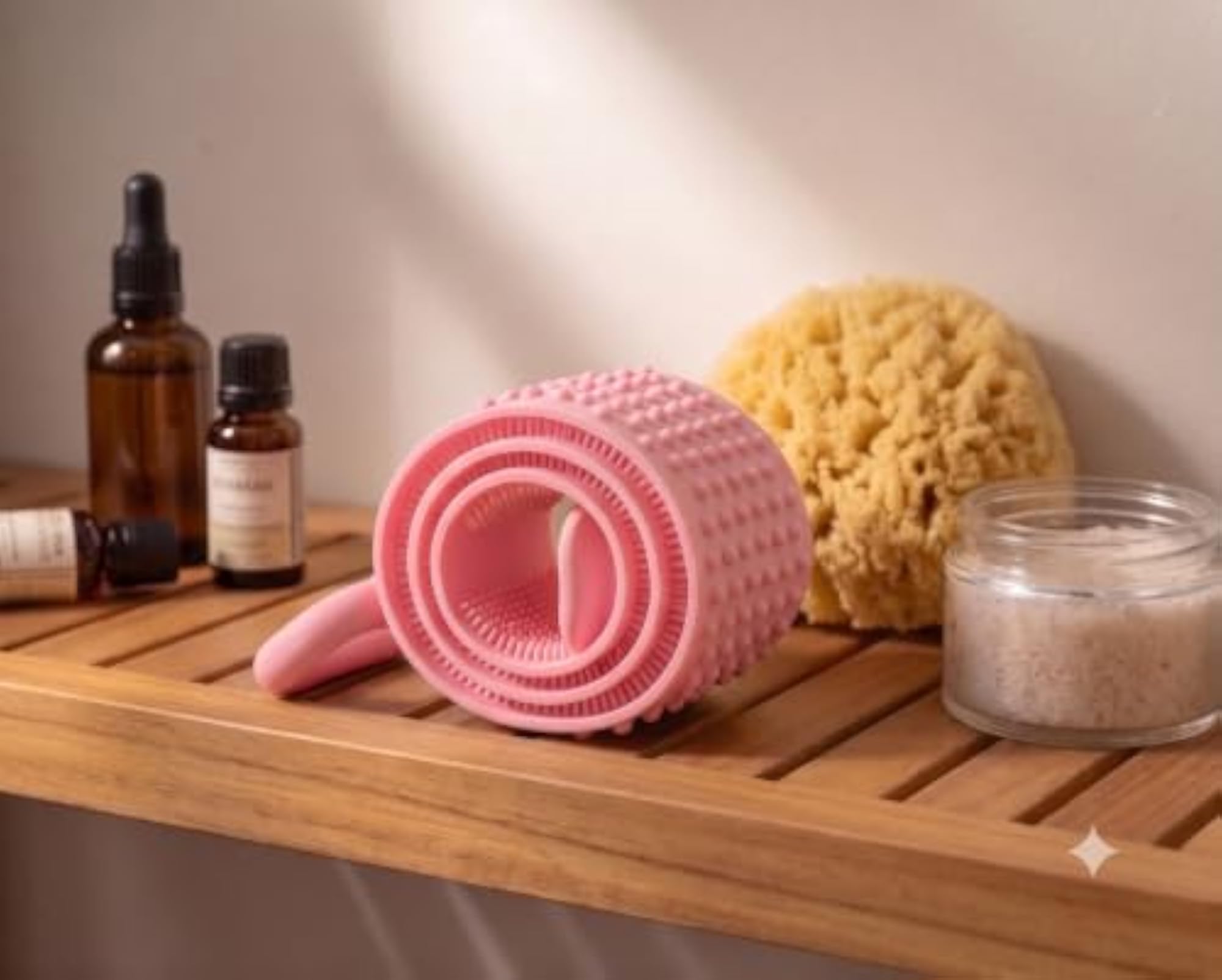 Silicone Back Scrubber for Shower with Ergonomic Handles