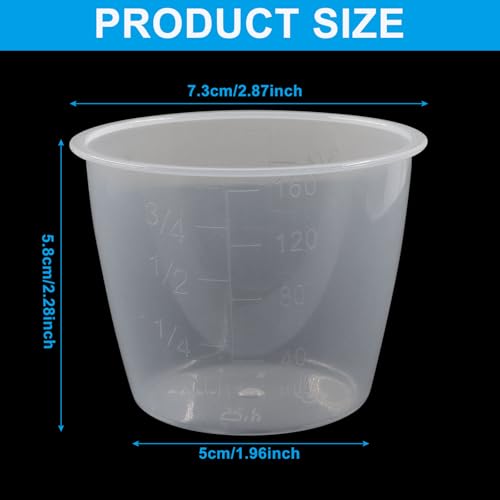 Set de 3 vasos medidores de plástico 160 ml transparentes miniatura 2
