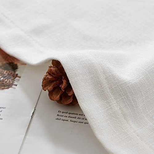 Jinchan Linen Valance For Kitchen Living Room Rod Pocket Small Window Curtain Flax Linen Textured Valance Curtain Farmhouse Country Rustic Window Treatment Semi-Sheer Valance 1 Panel 18 Inch Off White #TOP6