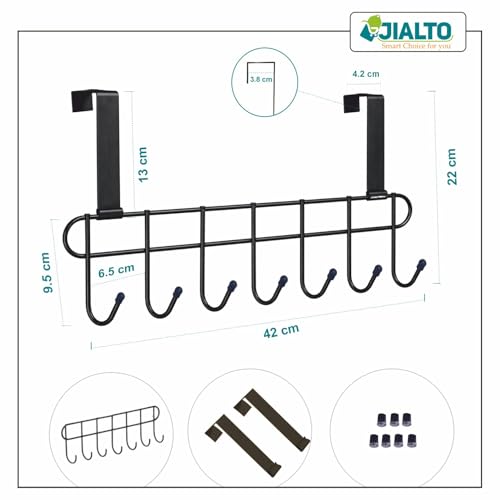 Image of JIALTO Bathroom Hanger Without Drilling Over Door Hangers For Clothes | Cloth Hook /Door Hooks | Hanger For Door | Wall Hanger For Clothes Hanging | Durable And Versatile Door Hanging Accessory (Black)