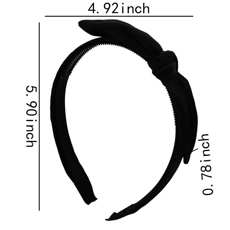 Black Bow Headband for Women Girls Wide Hair Bands with Knot for Women Bow Knot Hairband Headband for Long Short Hair Elastic Hairbands for Hair Accessories Ornaments for Girls Teenagers - Image 4