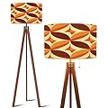 QFHOMTEOL Wood Tripod Floor Lamp 70s Retro Vintage Mid Century Modern Seamless Modern Standing Lamp Linen Lampshade Dimmable Tall Lamp Mid Century Floor Lamp for Living Room Bedroom