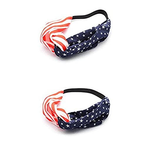 2Pcs New American Flag Headband Usa 4Th Of July Head Wrap Fashion Elastic Hair Bands Bandana Turban Hair Accessories #TOP8
