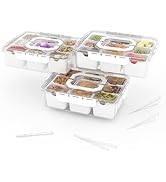 REBECAT Divided Serving Tray with Lid and Handles 9 Compartments Snack Box Container Charcuterie ...