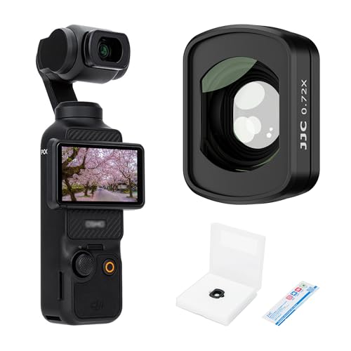 JJC 広角レンズ マグネット DJI OSMO Pocket 3 対応 広角フィルター 倍率0.72X 広角112° より広い撮影範囲 HD光学ガラス アルミフレーム レンズ保護 高透過率 撥水防汚 キズ防止 磁気吸着 軽量 装着便利 サーフィン スキー