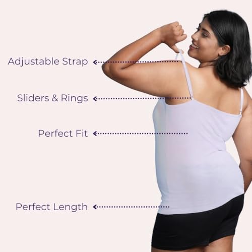 Image of Adira | Plus Size Camisole for Women | Plus Size Camisole | Soft Adjustable Shoulder Elastic | Layering Under Sheer Tops, Shirts & T-Shirts | Offers Full Coverage | Pack of 1